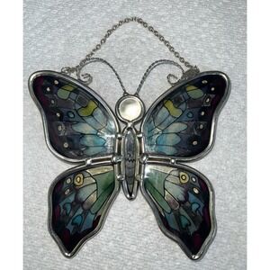 Amia Stained glass Hand Painted‎ Butterfly  Sun catcher 6"x5"
